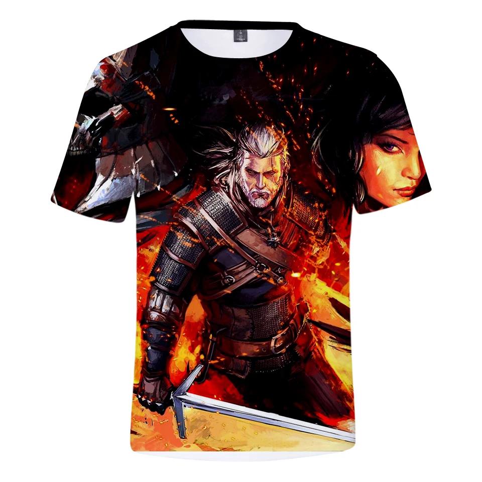 

Hot Sale The Witcher 3D Games Cool Capless Tshirt Fashion Spring/Summer Hot Sale Men Short Sleeve Casual Print Plus Size 4XL