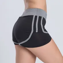 Быстросохнущая спортивные шорты для спортивного зала Для женщин спортивные шорты для йоги тренировки Фитнес стрейч спортивные шорты эластичные беговые шорты для бега 2-в-1
