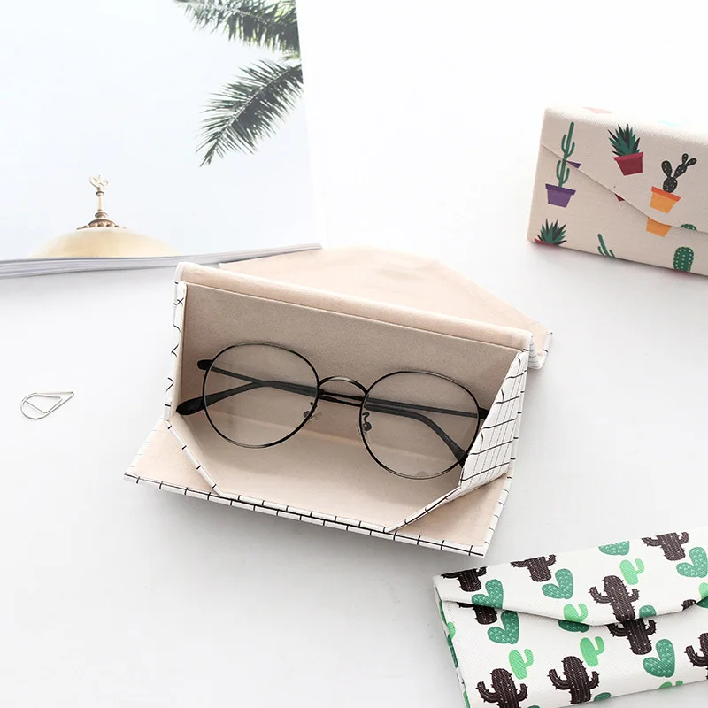 

Folding Eyeglass Case Holder PU Leather Printed Goggles Protective Box Glasses Sunglasses Pouch QL Sale