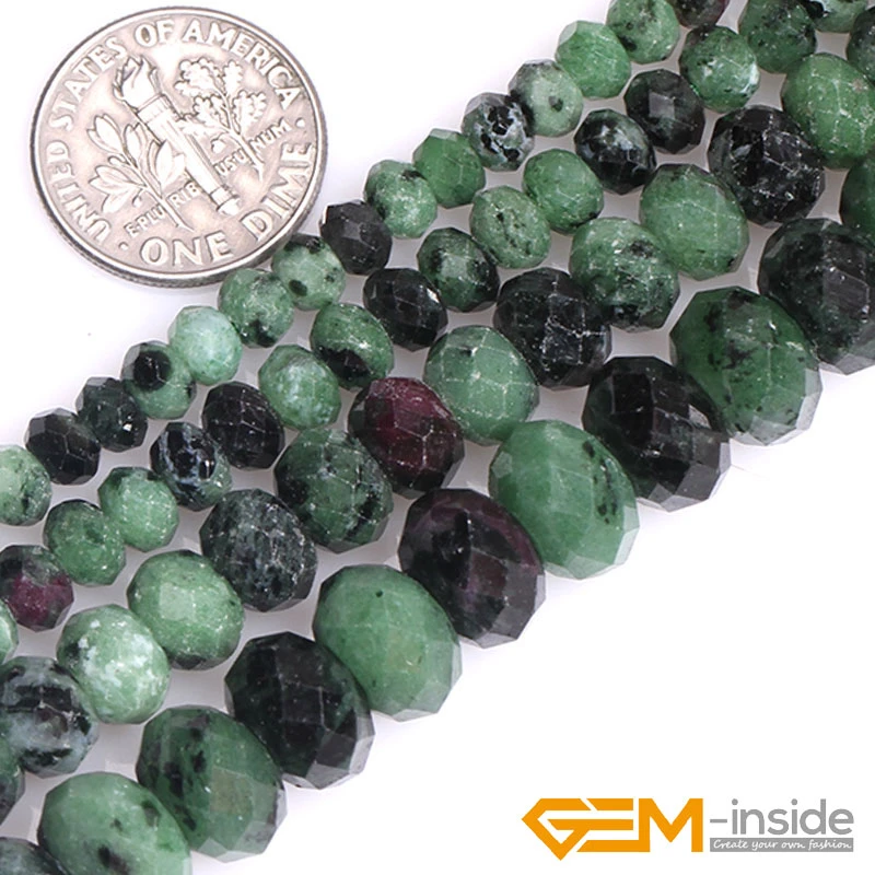 Jewelry Supply Ruby in Zoisite 5 x 4mm Faceted Rondelle Bead Semi Precious Gemstone Beading Supply
