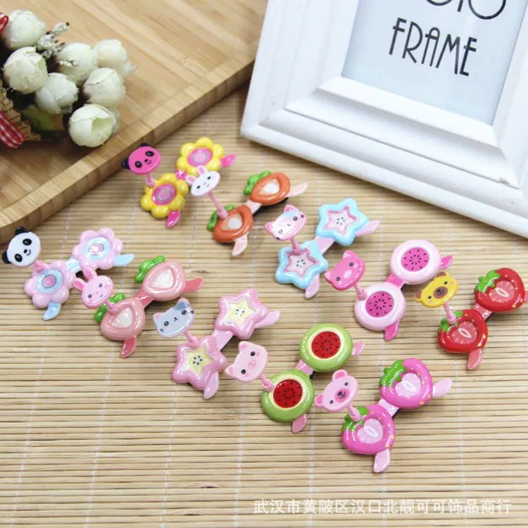 

New Pet hair accessories wholesale children's little girl acrylic glass frame spring clamp pressure cartridge clip 20pcs