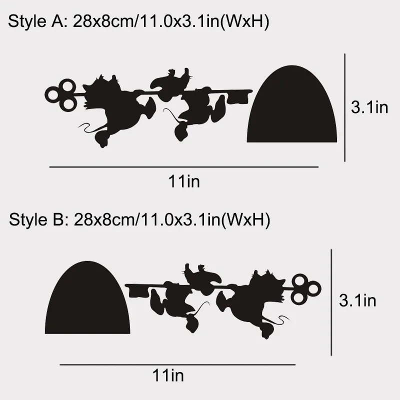JJRUI мыши мышь отверстие дом дверь стены искусства стикеры виниловая наклейка мыши дома плинтус Забавный 11x3. 1in