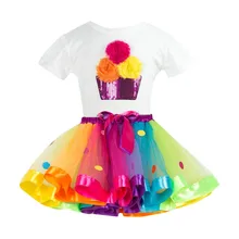 SZYADEOU/комплект из 2 предметов для девочек, футболка с цветочным принтом+ юбка-пачка для девочек, вечерние комплекты с юбкой, vestido infantil SD