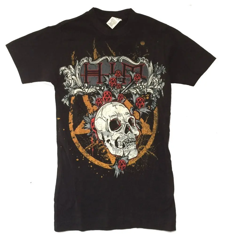 

Him H I M Odva Skull Heartagram Kids Child Youth Black T Shirt New Official Design Top Tee