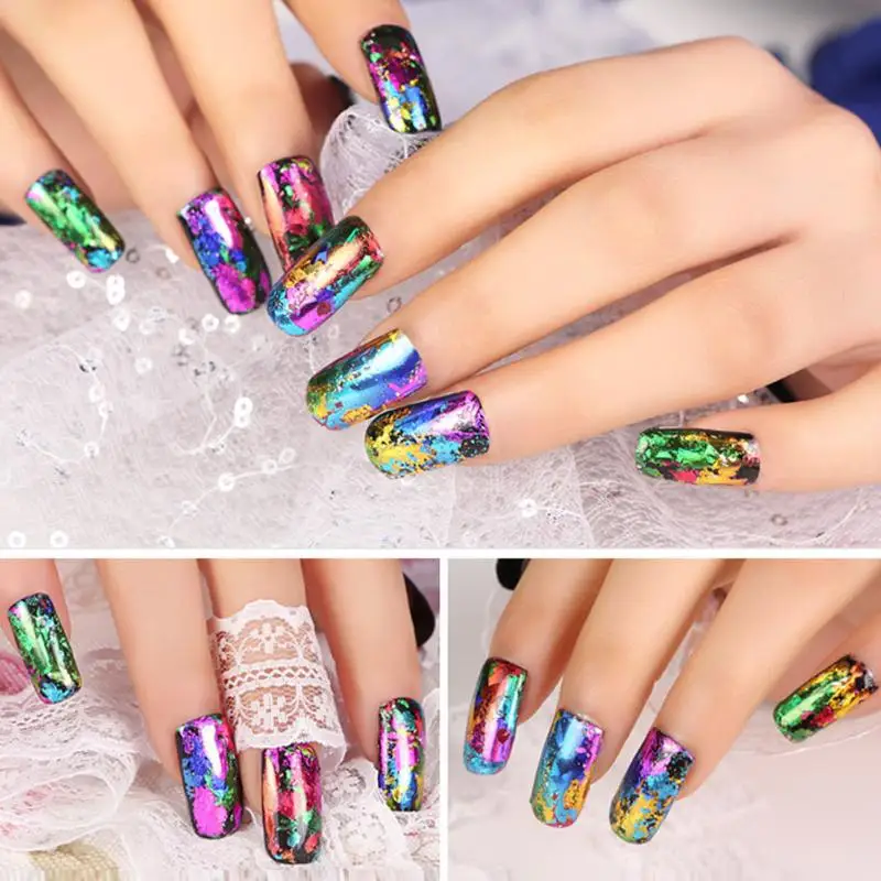 Buy 16pc Nail Art Transfer Foils Sticker Adhesive Nail