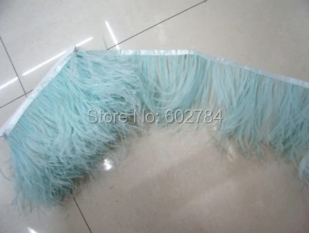

Free Shipping 10meters 8-10cm width light Tea Ostrich Feather Ribbon feather fringe Feather trimming