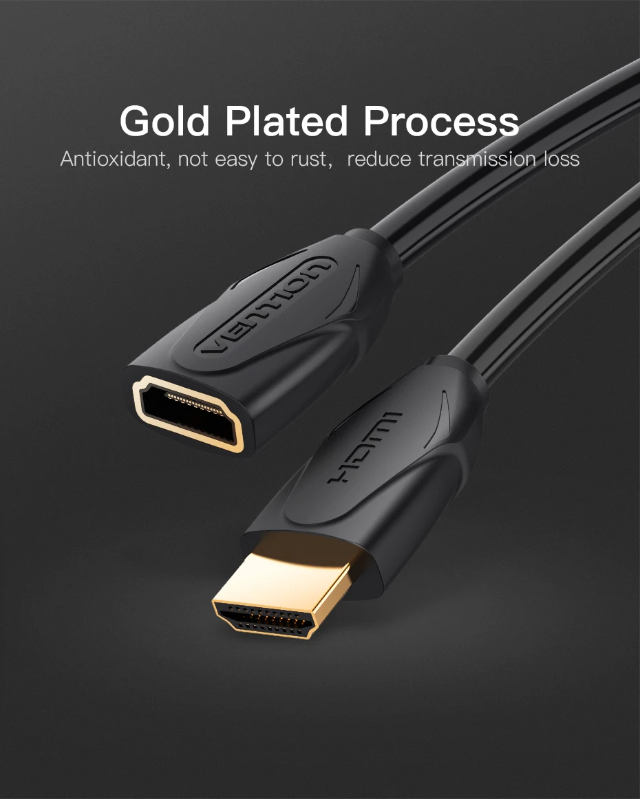 Vention HDMI кабель-удлинитель 1 м 1,5 м 2 м 3 м 5 м Папа-мама Удлинитель HDMI кабель 1080P 3D 1,4 в для HDTV lcd ноутбука PS3 проектора