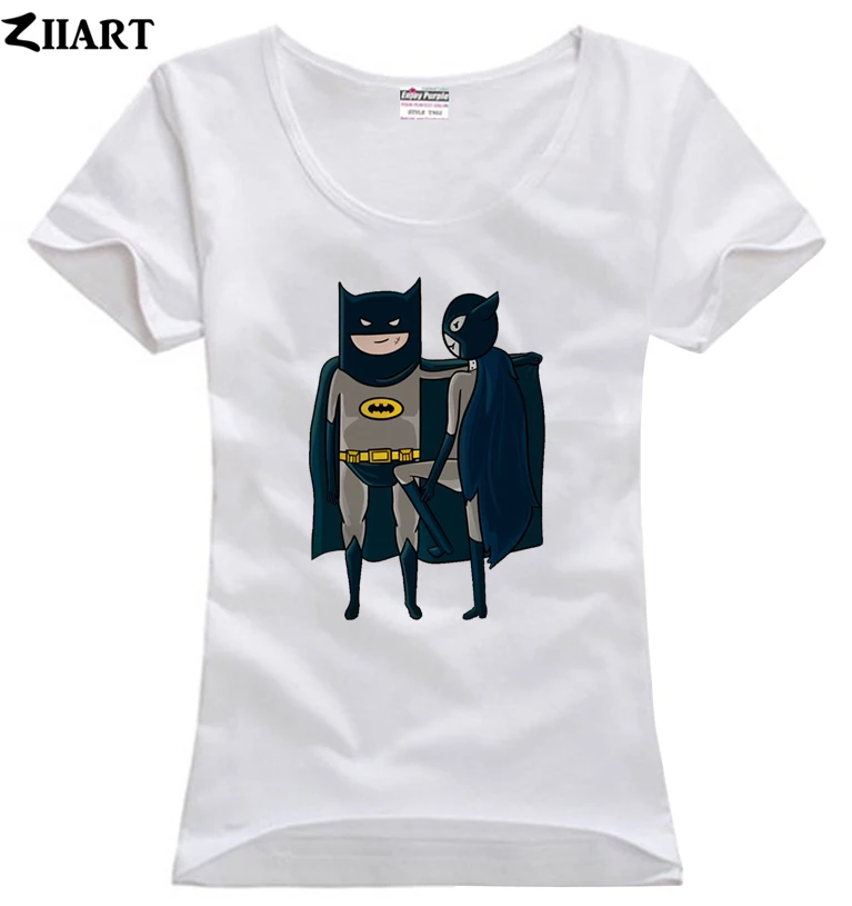 Бэтмен catwoman adventure time пара одежды девушка женщина с О образным вырезом хлопковая