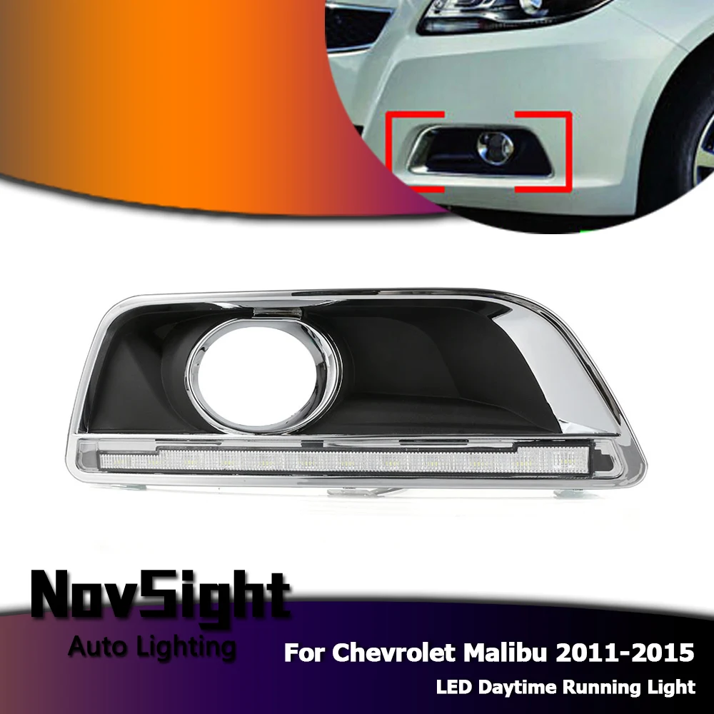 

NOVSIGHT Auto Car LED Driving Daytime Running Light Fog Lamps White for Chevrolet Malibu Yellow DRL 2011-2015 D25