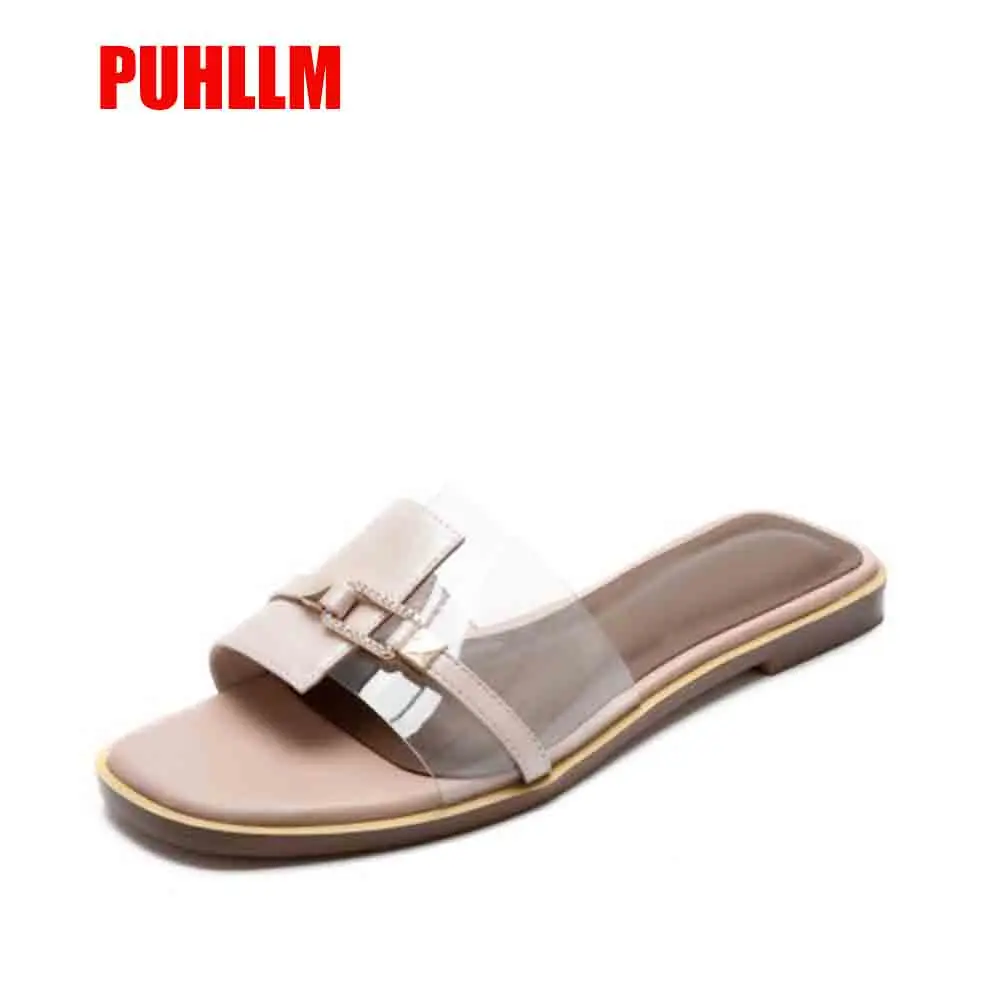 

2019 Summer Flat With Slippers Lock Open Toe Simple Sandals Color Rivets Multicolor Ladies Sandals And Slippers