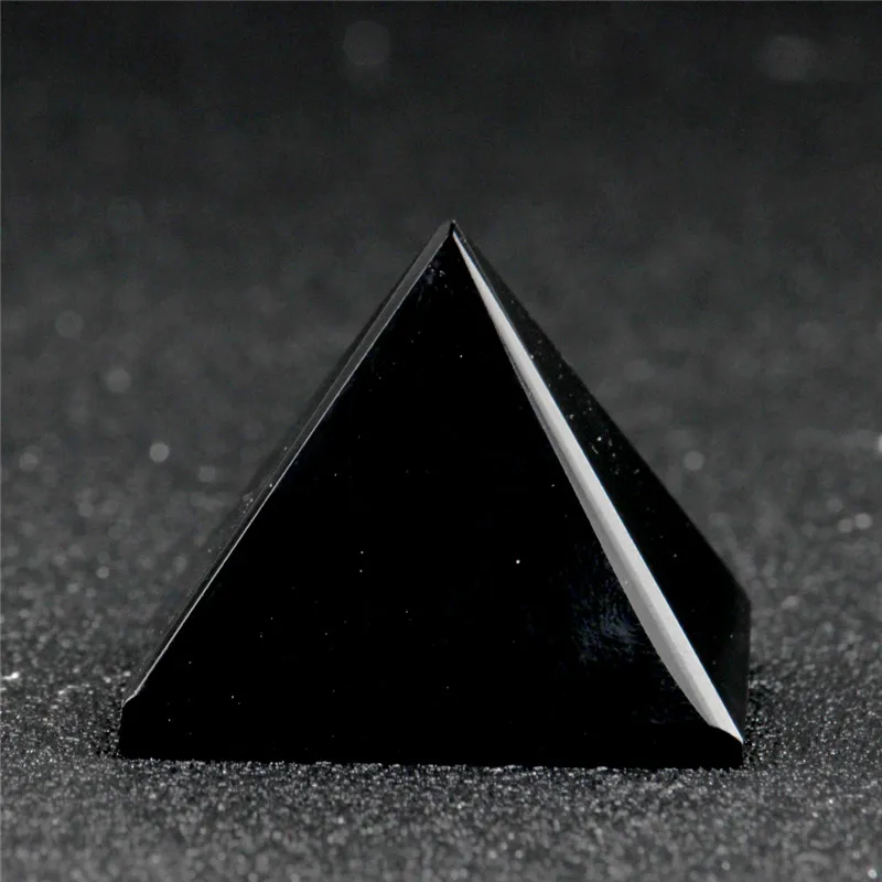 40*30 мм Натуральная пирамида из аметиста чакра камень «reiki» резные фэн-шуй Carfts украшения ТОЧКА исцеления кристалл камень Бесплатный мешочек - Цвет: Black Obsidian