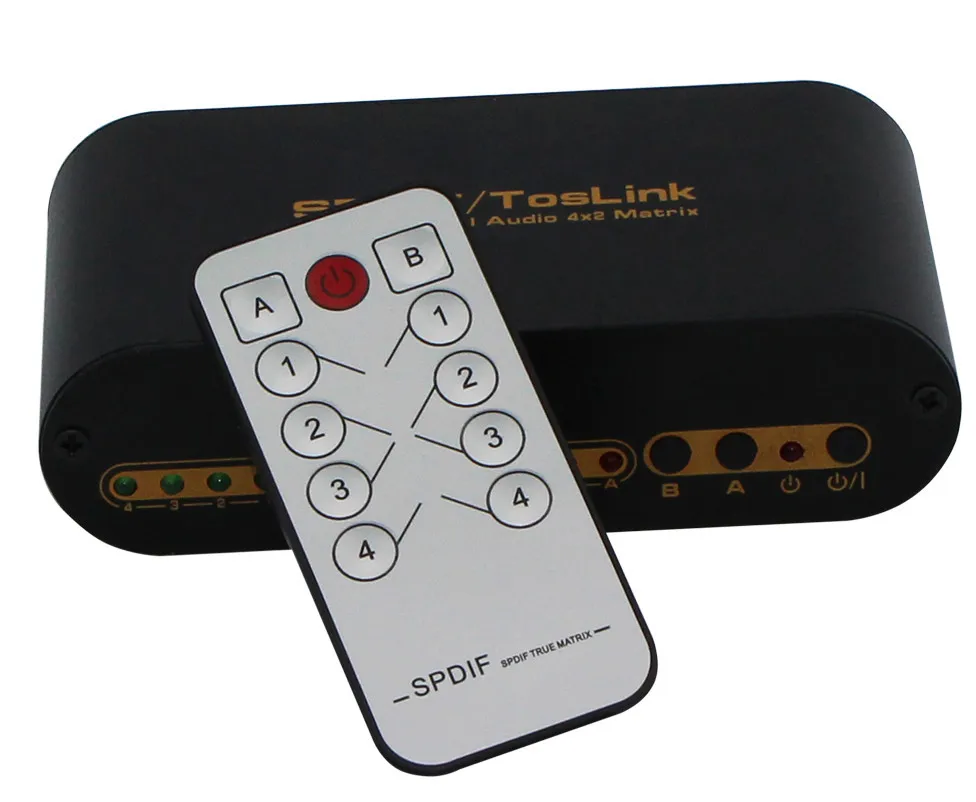SPDIF 4x2 MATRIX Spdif Matrix 4*2 4 Ways Of Optical Fiber Signal Input Split Or Switch To 2sets Of SPDIF Signal Receiving Device