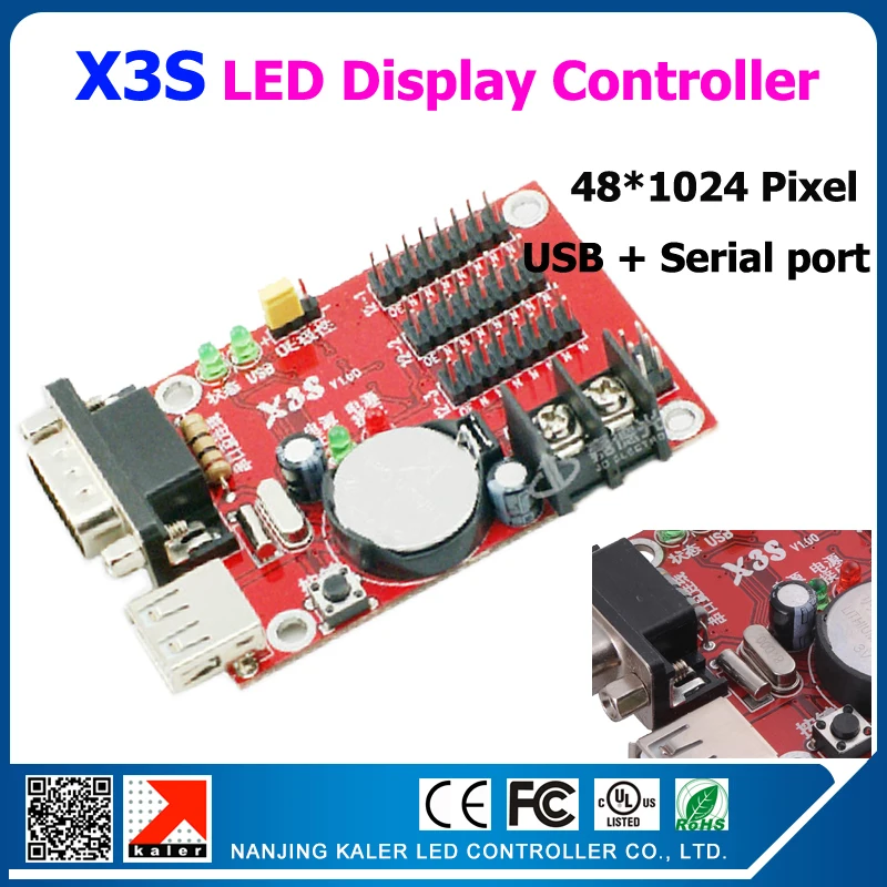 

kaler 10pcs Kaler X3S serial port led sign controller card support max 1024x48 pixel single color p10 led sign