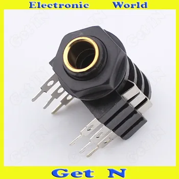

50pcs 6.35/6.5 Dual Track Plastic Golden-Jack Audio Socket for Microphone Stereo System Parts Worm-Like 6.35/6.5 Socket Jack
