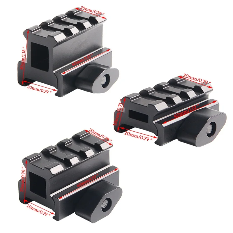 QD Scope Riser Rail Mount Quick Release Low Middle High Profile 3 Slots 20MM Picatinny for Dot Sight Scope Hunting Accessory (19)