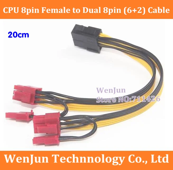 #^Special Price DHL/EMS free shipping PC power supply CPU Molex 8pin to 2 PCI-e 8(6+2)pin PCI Express video card internal cable Power splitters