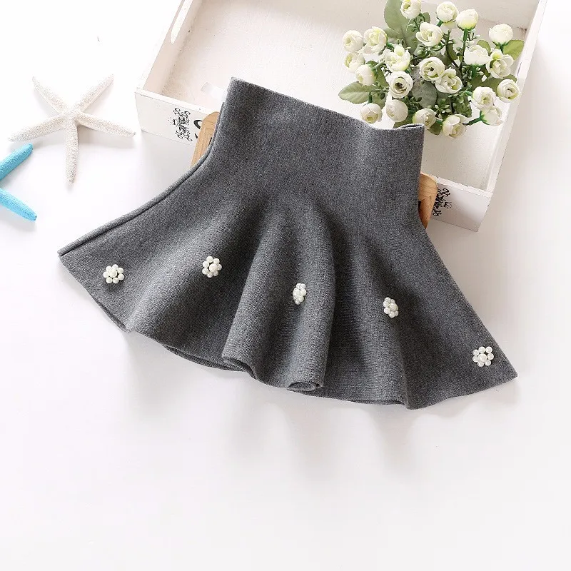 Одежда для детей девочек осень вязаная юбка как у принцессы жемчужная праздника