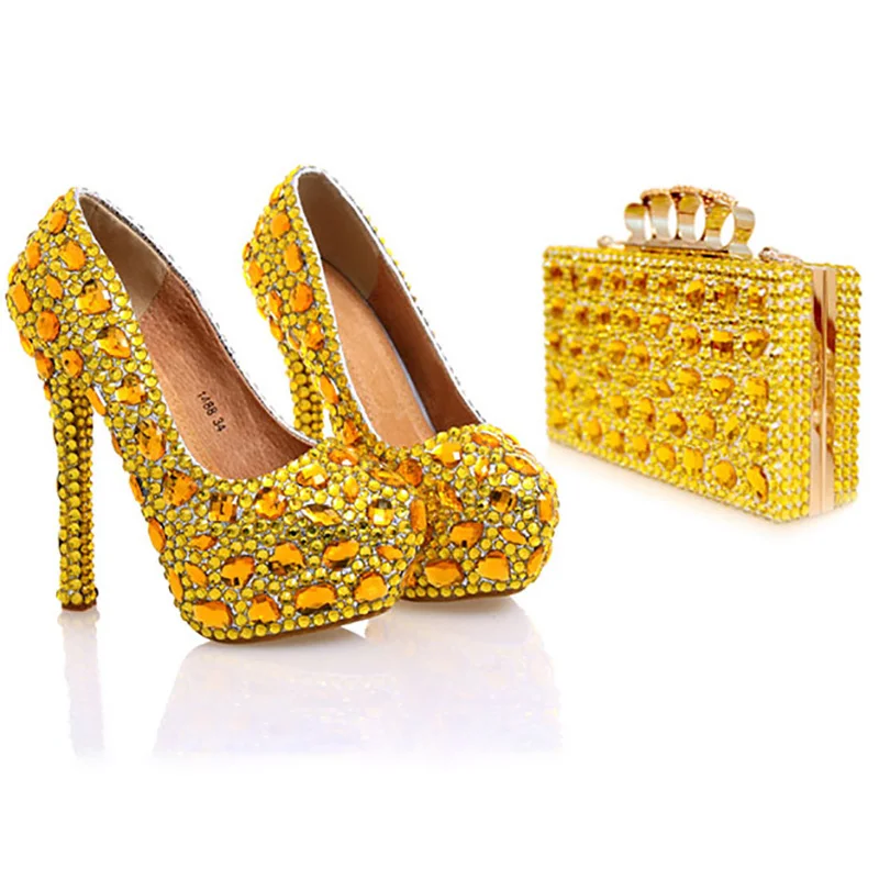 Wedding Pumps Women Shoes and Bags to Matching Crystal Platform Bride