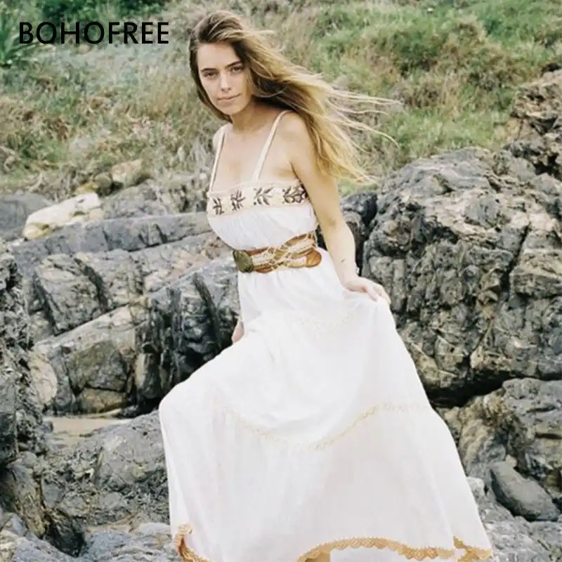 white boho gypsy dress