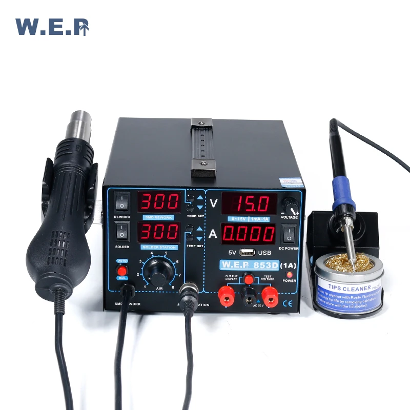 WEP 853D1A USB паяльная станция Мобильный телефон ремонт платы Напряжение Тесты DC