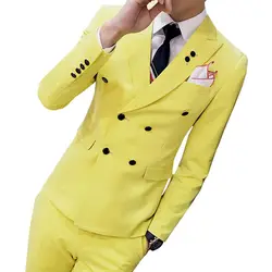 Двубортный костюм плюс размер 3xl 4XL высокое качество однотонный карамельный цвет 3 предмета Комплект Свадебная вечеринка смокинг для