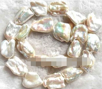 

Hot sell ->@@ N664 white natural freshwater pearl freeform Loose Beads 15" 14-18mm -Top quality free shipping