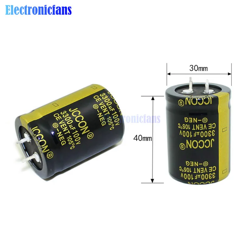 Diymore алюминиевый электролитический конденсатор 100V 3300 мкФ 30X40mm 100V3300uF 30*40mm