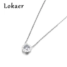 Lokaer Классический круглый 2Ct кубический цирконий кулон ожерелье ювелирные изделия титана стали Чокеры ожерелье на День святого Валентина N180040333R