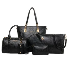 6 pcs/lote Designer femmes gaufrage Composite sac Casual femme sac fourre – tout sacs à bandoulière sac à main poignée Portable sac clé de sac à main