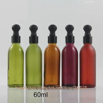 

60ml Many colors glass bottle with dropper lid,essential oil container,Aromatherapy Liquid Pipette Refillable Bottle