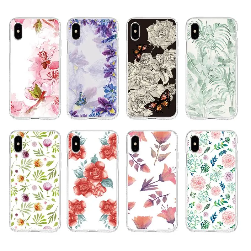 Soft Clear TPU Phone Case For iPhone 6 6S Plus 7 7Plus 8Plus X 5s 4s Colorful Flora Flower Face Painted Design C017 | Мобильные
