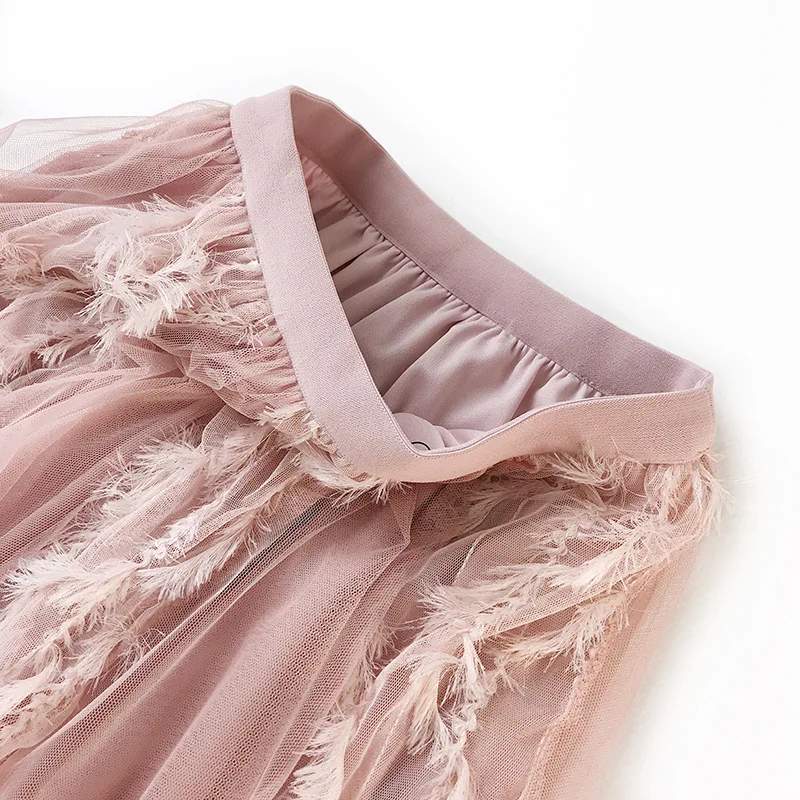 Fashion Light Fluffy Jacquard Lace Tulle Skirt 2019 New Spring Elegant Feather Mesh Skirts Female A-Line Big Swing Skirt Faldas Fashion Light Fluffy Jacquard Lace Tulle Skirt 2019 New Spring Elegant Feather Mesh Skirts Female A-Line Big Swing Skirt Faldas