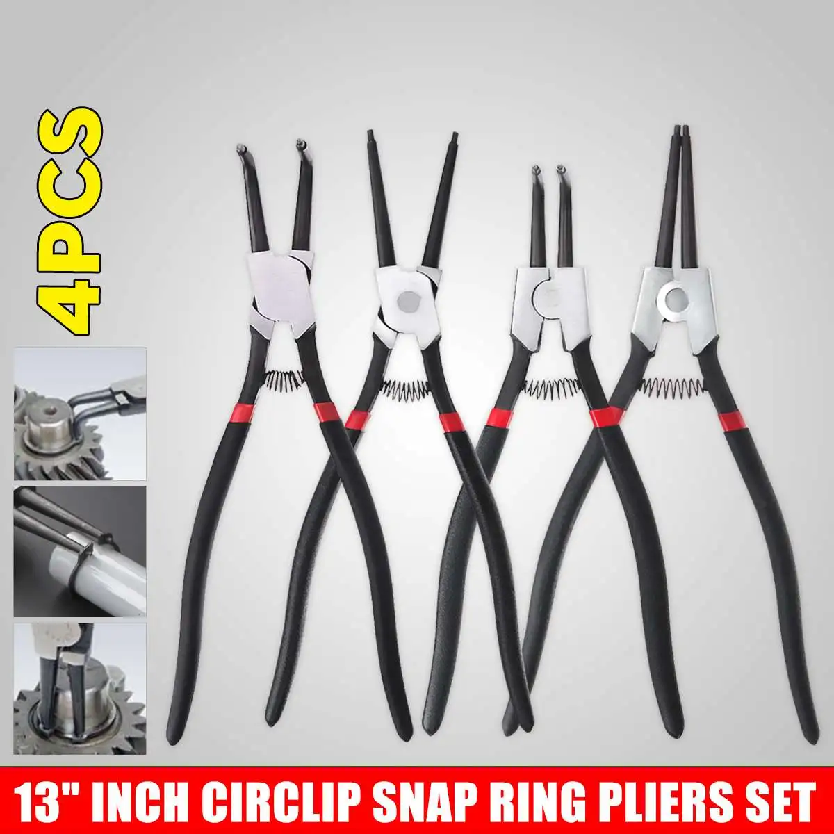

4Pcs Multi Functional Portable Circlip Snap Ring Pliers Set Internal External Straight Bent Ring Remover Retaining Circlip Plier
