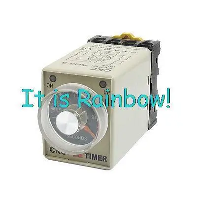 

Free Shipping DC 24V 8 Pin 0-3 Seconds Rail Mount AH3-3 Delay Timer Time Relay + Socket