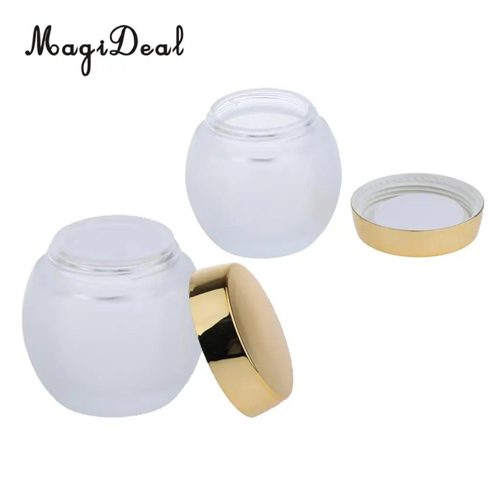 2 x 120g Frosted Glass Mask Jar Cream Containers Cosmetic Empty Can Sample Bottle - Refillable/Reusable