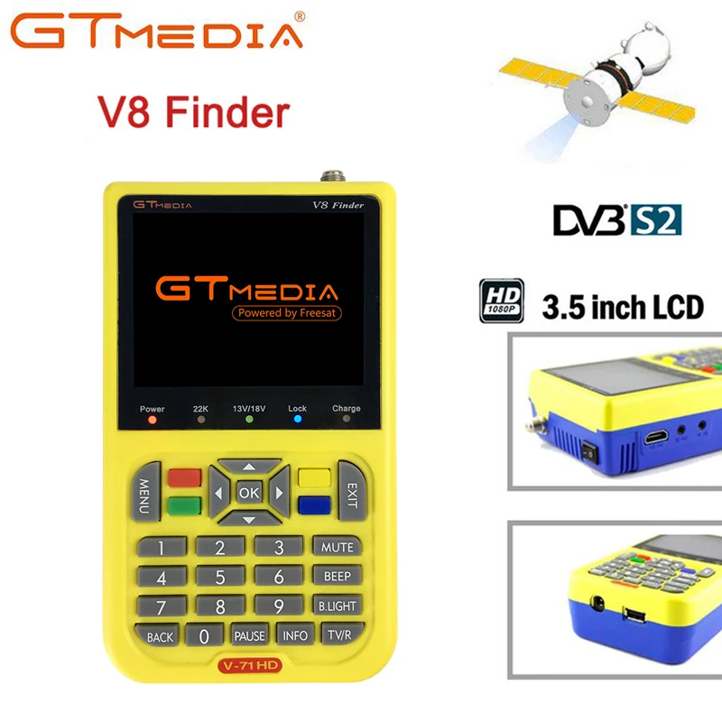 

GTMEDIA Freesat Digital Satellite Finder Meter V8 Finder HD DVB-S2 FTA LNB Signal Pointer Satellite TV Receiver Tool For SatDish