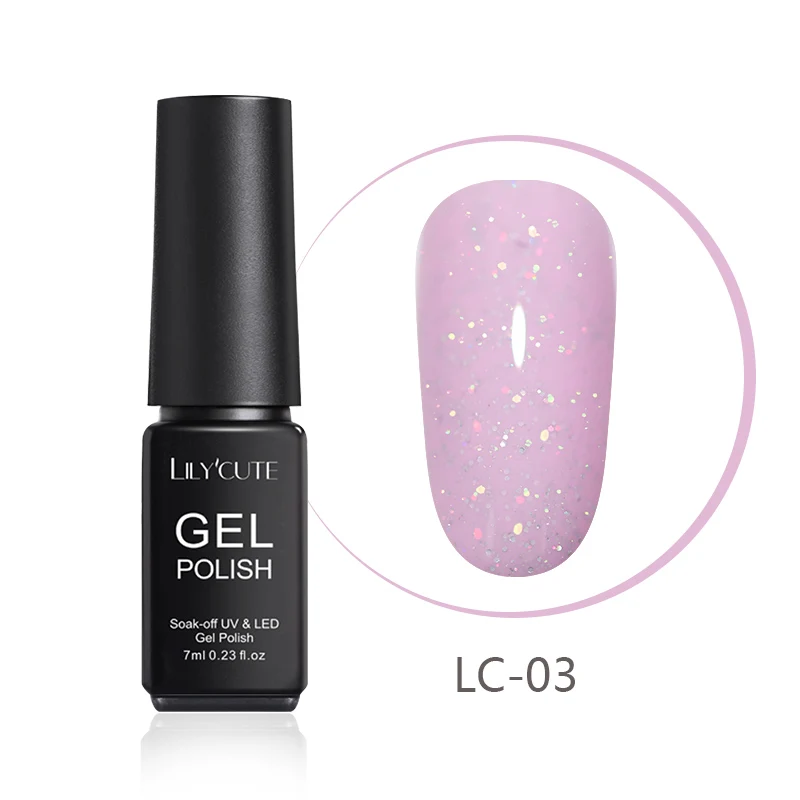 LILYCUTE 7ml Nude Glitter Gel Nail Polish Shimmer Pink Purple Soak Off UV LED Gel Polish Varnish Nail Art Lacquer - Цвет: LC-03