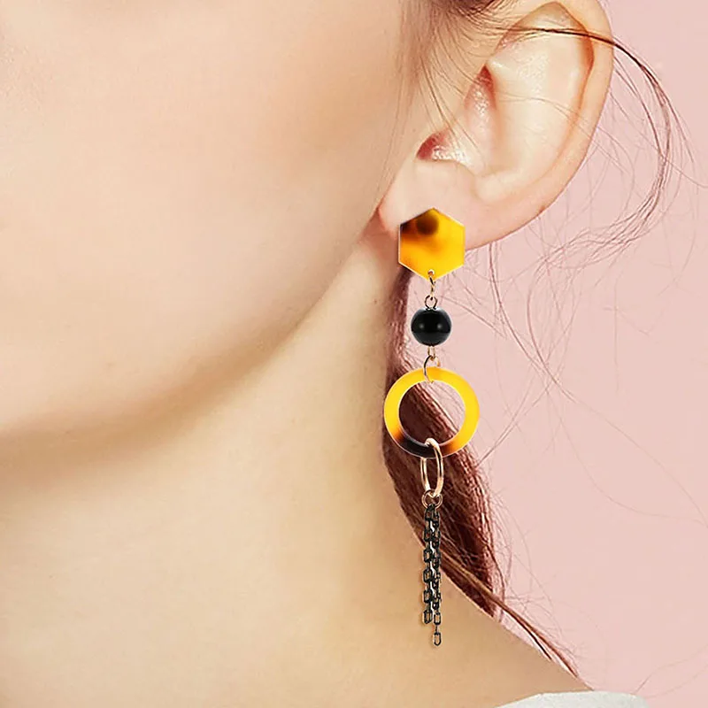 

FUNIQUE 13 Styles Hip Pop Geometric Tassel Earrings 2018 Fashion Round Cross Long Drop Earrings Shiny Party Earrings Jewelry