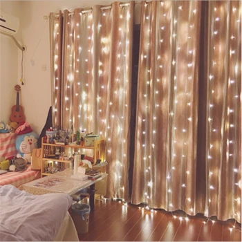 

3X3M LED Christmas Garlands LED String Christmas Net Lights Fairy Xmas Party Garden Wedding Decoration Curtain Lights