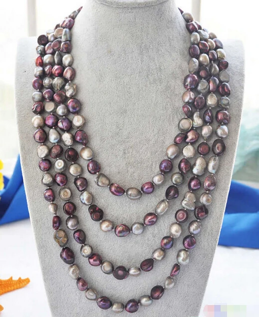 

Wholesale FREE SHIPPING >>> P4006 100" 14mm gray purple baroque freshwater pearl necklace