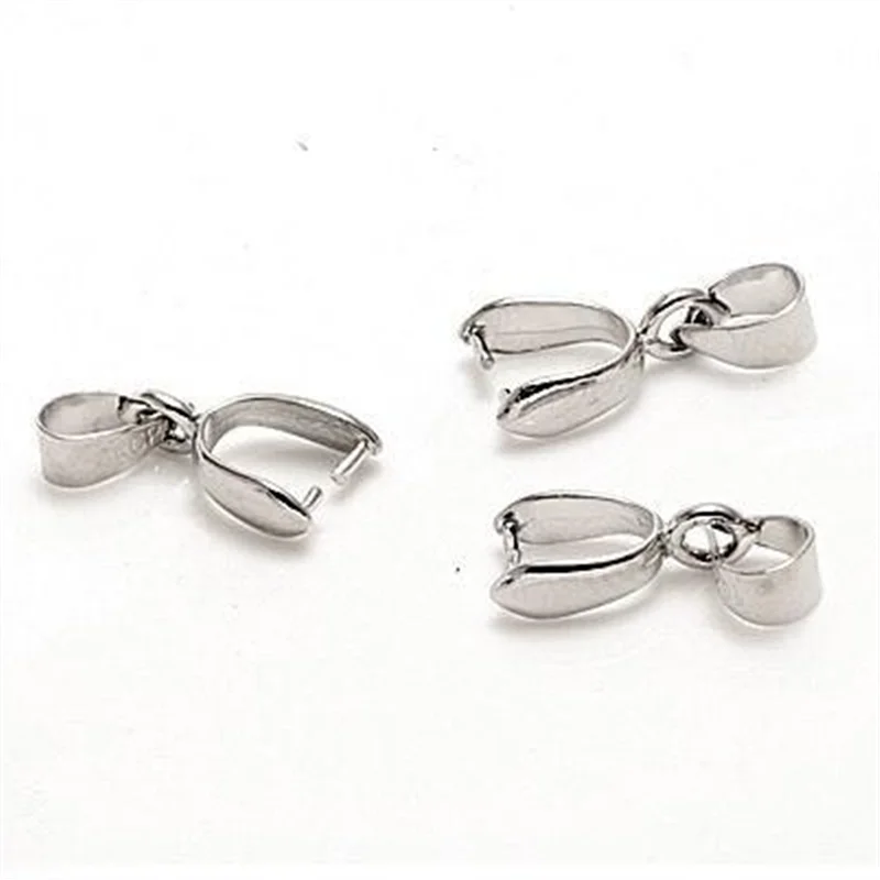 

Free prata NEW 100PCS Size M 925 Sterling Silver Findings Bail Connector Bale Pinch Clasp 925 Silver Pendant Fittings Bail