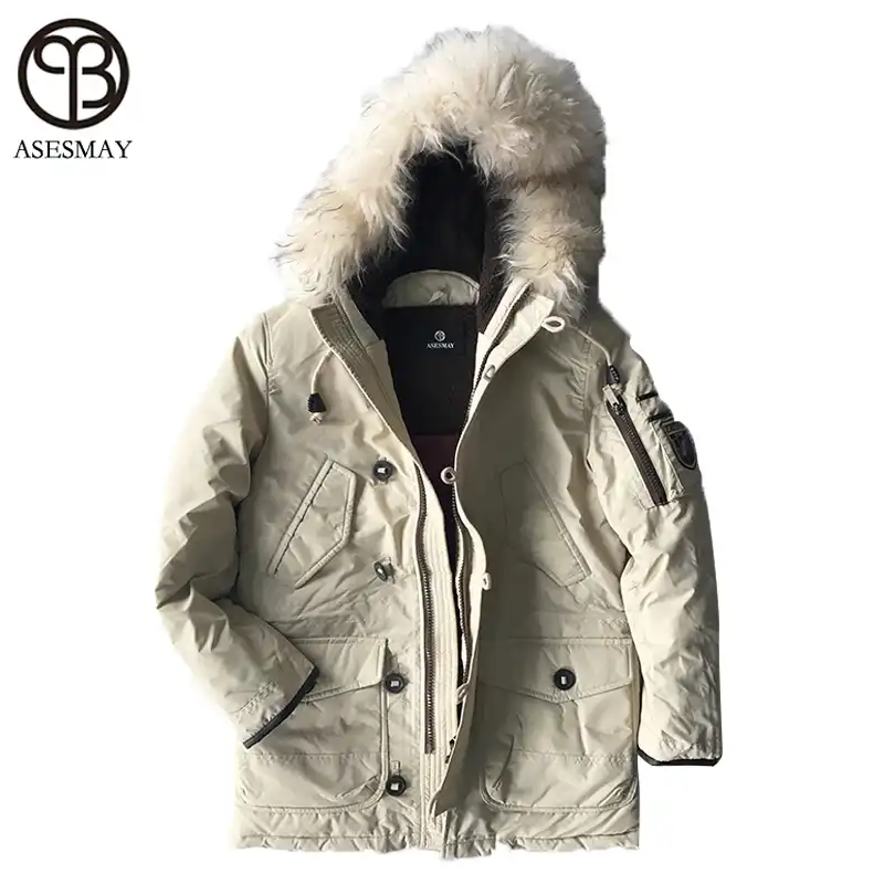 mens white parka with fur hood