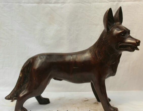 

shitou 001473 13" Lifelike China Chinese Bronze Wild Animal Wolf Dog Statue Figure Sculpture