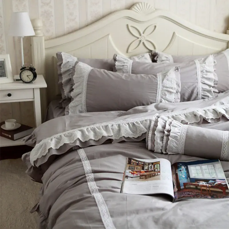 New vintage romantic gracefull bedding set ruffle lace luxury princess