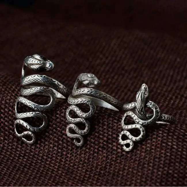 

Handmade Thailand 100% 925 Silver Surpent Ring Real 925 Sterling Silver Snake Ring Women Ring Hiphop Punk Jewelry Resizable