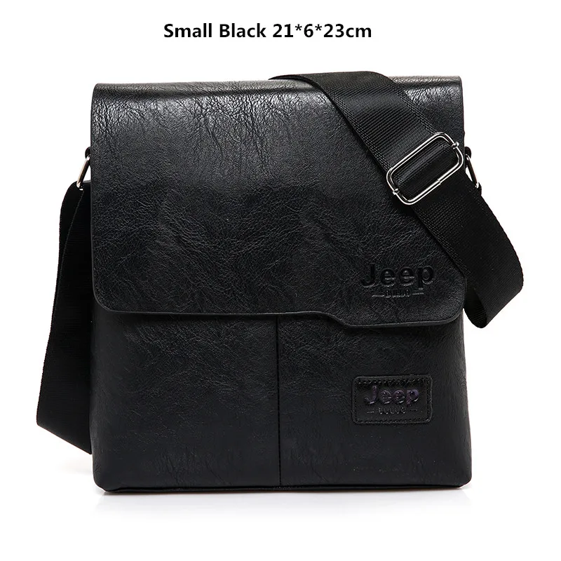 Small Black Мужская сумка-тоут, набор JEEP BULUO, известный бренд, новая модная мужская кожаная сумка-мессенджер, мужская сумка через плечо, деловые сумки для мужчин - Цвет: Small Black