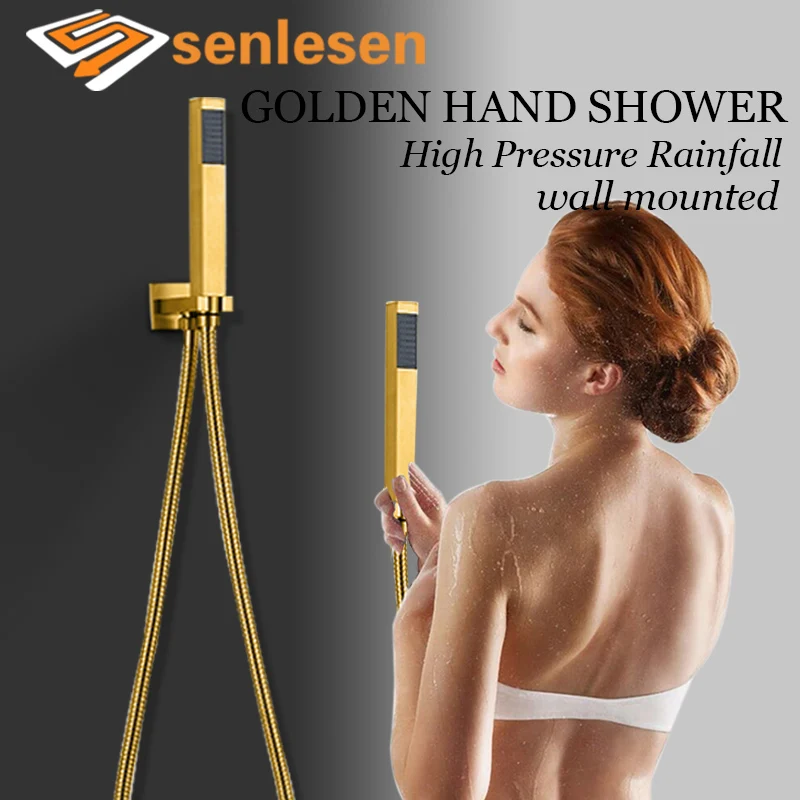 Senlesen Bathroom Accessories Gold Hand Shower Wall Mount W/ 150cm Hose Hot and Cold Water Para | Обустройство дома