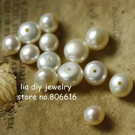

7MM 22Pcs Natural Freshwater Pearl Bead (with hole No Earring Pin) Jewelry Earrings Beads Findings & Components