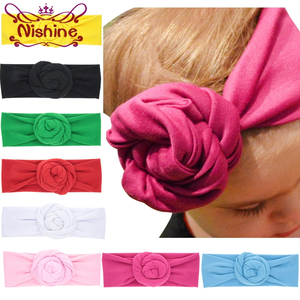 

Nishine New Rose Cotton Blend Headwraps Winter Warm Turban Girls Tie Knot Headband Bandeau Bebe Christmas Gift