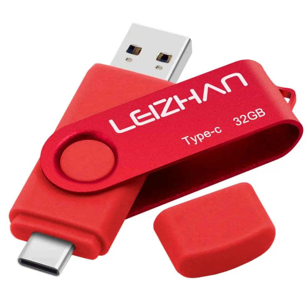 LEIZHAN OTG USB флэш-накопитель для huawei P30, samsung S10 S9 S8 USB 3,0 type-c флеш-накопитель USB C карта памяти 256 ГБ 128 ГБ - Цвет: Type C-USB 3.0-Red